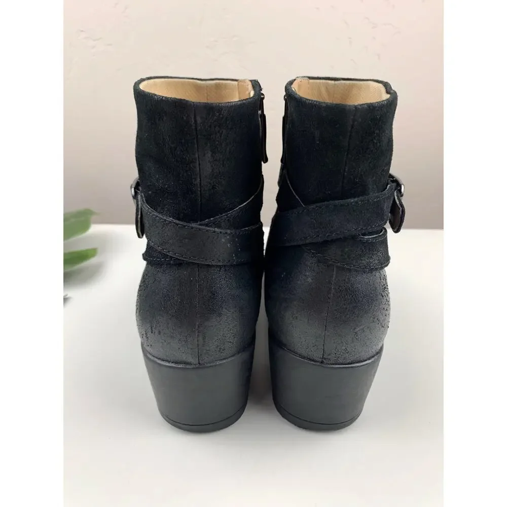 Dansko Cagney Ankle Boots Black Burnished Leather Booties Women's 37 US 6.5 7